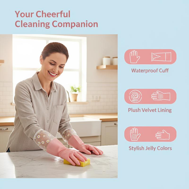 Floral Pattern Household Latex - đánh giá và giá Rubber Glove Cleaning