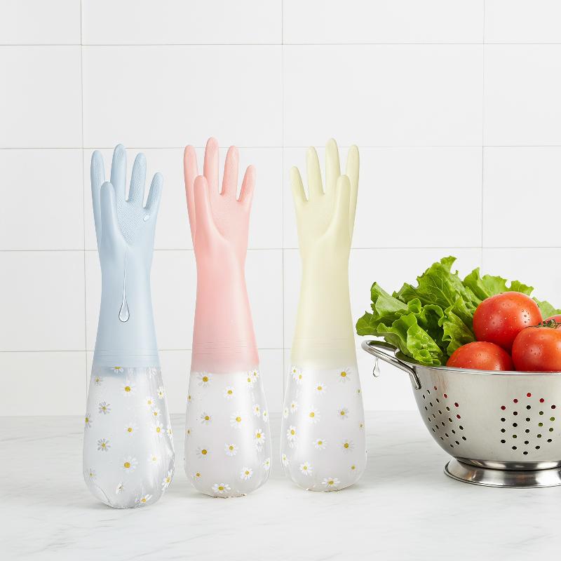 Floral Pattern Household Latex - đánh giá và giá Rubber Glove Cleaning