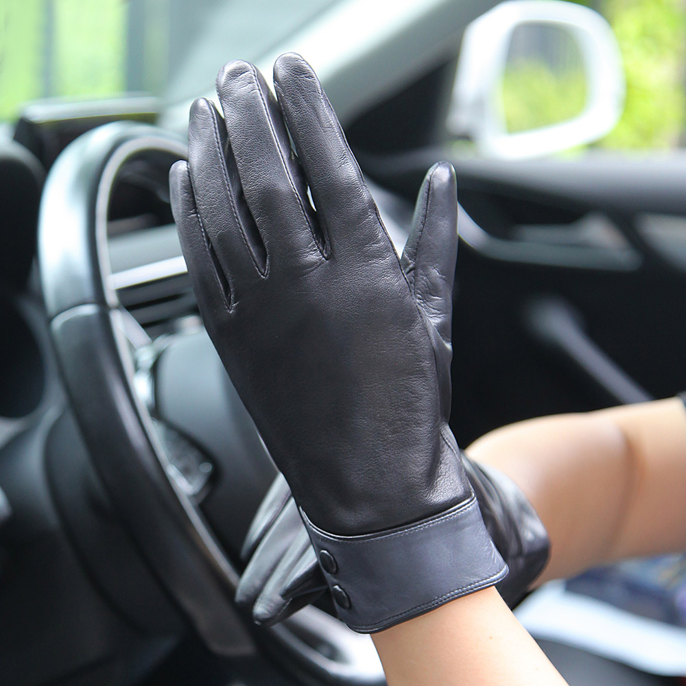 Fashion Black Real Leather Glo - đánh giá và giá Wool Glove Lined