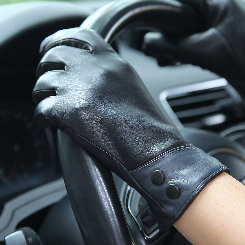 Fashion Black Real Leather Glo - đánh giá và giá Wool Glove Lined