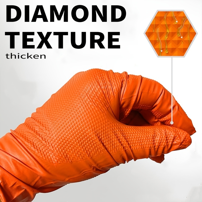 Heavy Duty Orange Nitrile Glov - đánh giá và giá Nitrile Mechanic Glove