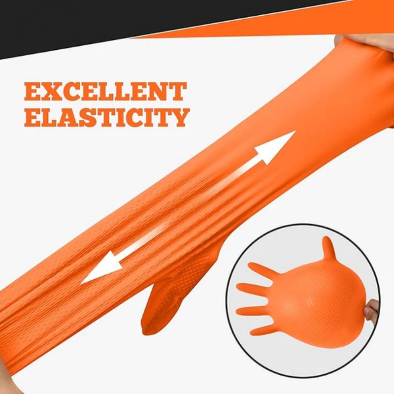 Heavy Duty Orange Nitrile Glov - đánh giá và giá Nitrile Mechanic Glove