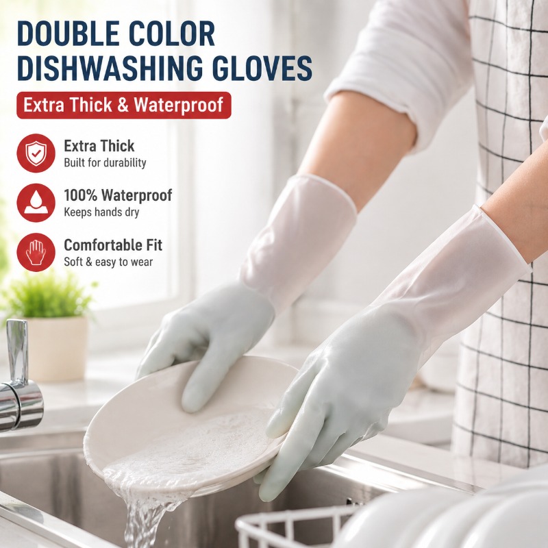 PVC Double Color Dishwashing G - đánh giá và giá Dish Glove Rubber