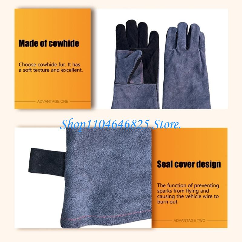Găng tay hàn da hạng nặng Dài  - đánh giá và giá Heat Resistant Glove