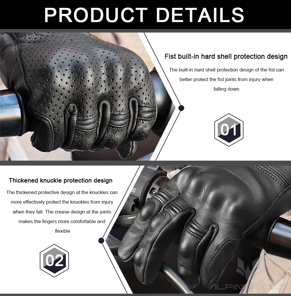Unisex Vintage Leather Motorcy - đánh giá và giá Motorcycle Glove Knuckle